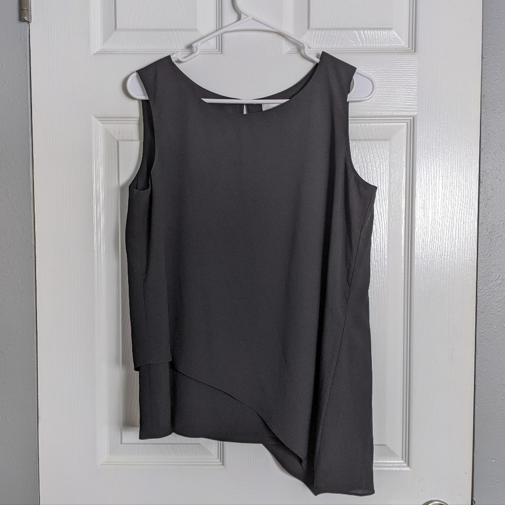 New‎ Asymmetrical Hem Black Sleeveless Blouse from Bisou Bisou Size Medium
